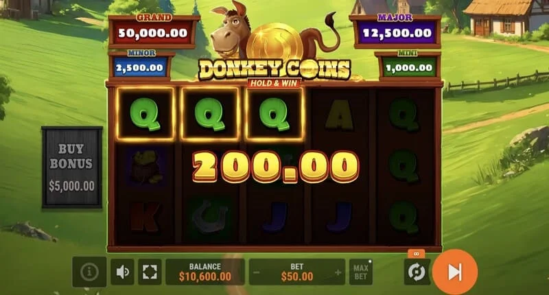Donkey Coins Hold & Win - zagon načina Hold & Win